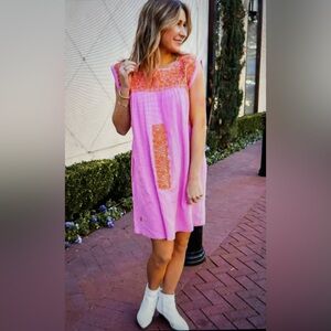 Pink Embroidered Shift Dress - J. Marie